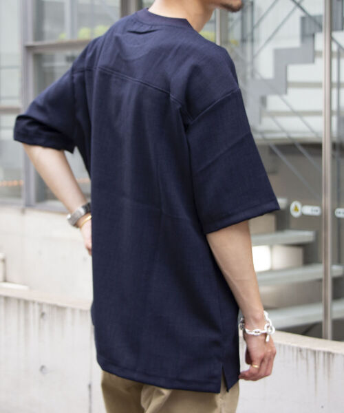GLOSTER(グロスター)の「【GLOSTER ROAD/グロスターロード】リネンライク布帛ポケTシャツ(Tシャツ/カットソー・メンズ・キナリ/ネイビー/オリーブ/ブラウン・M/S/L)」の14枚目の写真