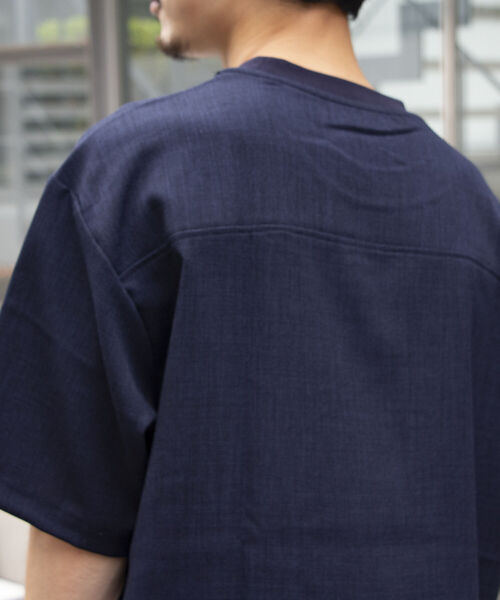 GLOSTER(グロスター)の「【GLOSTER ROAD/グロスターロード】リネンライク布帛ポケTシャツ(Tシャツ/カットソー・メンズ・キナリ/ネイビー/オリーブ/ブラウン・M/S/L)」の6枚目の写真