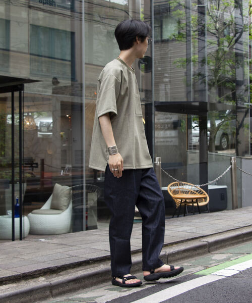 GLOSTER(グロスター)の「【GLOSTER ROAD/グロスターロード】リネンライク布帛ポケTシャツ(Tシャツ/カットソー・メンズ・キナリ/ネイビー/オリーブ/ブラウン・M/S/L)」の22枚目の写真
