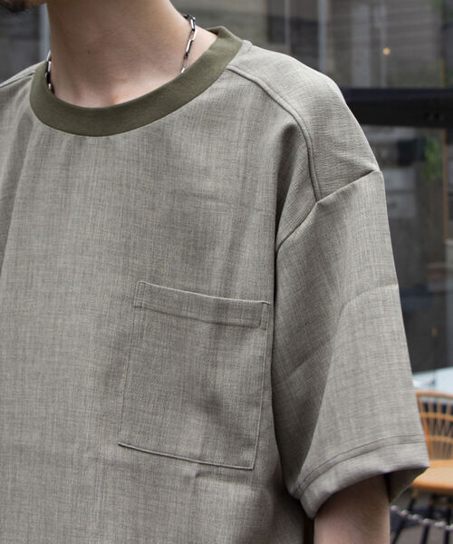 GLOSTER(グロスター)の「【GLOSTER ROAD/グロスターロード】リネンライク布帛ポケTシャツ(Tシャツ/カットソー・メンズ・キナリ/ネイビー/オリーブ/ブラウン・M/S/L)」の11枚目の写真