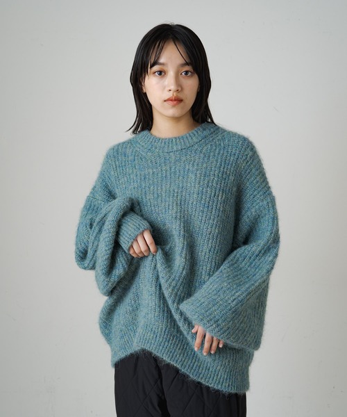 Omekashi(オメカシ)の「【earthy_】リサイクルヤーンシャギーニット(ニット/セーター・レディース・ライトグレー/ブルー/パープル/ベージュ・FREE)」の15枚目の写真