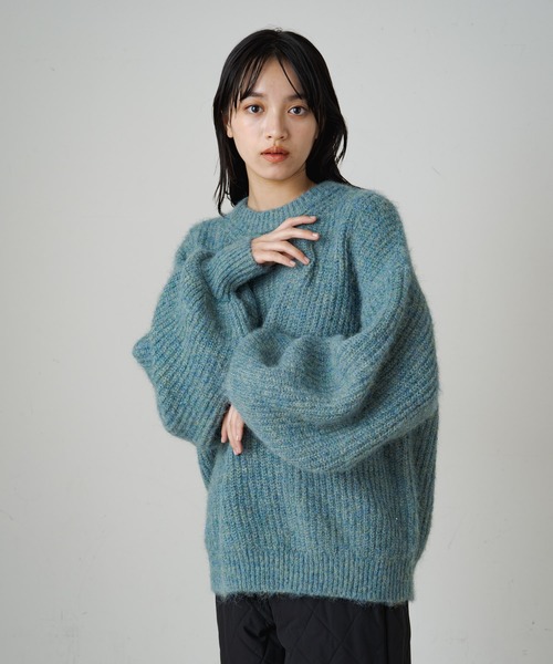Omekashi(オメカシ)の「【earthy_】リサイクルヤーンシャギーニット(ニット/セーター・レディース・ライトグレー/ブルー/パープル/ベージュ・FREE)」の18枚目の写真