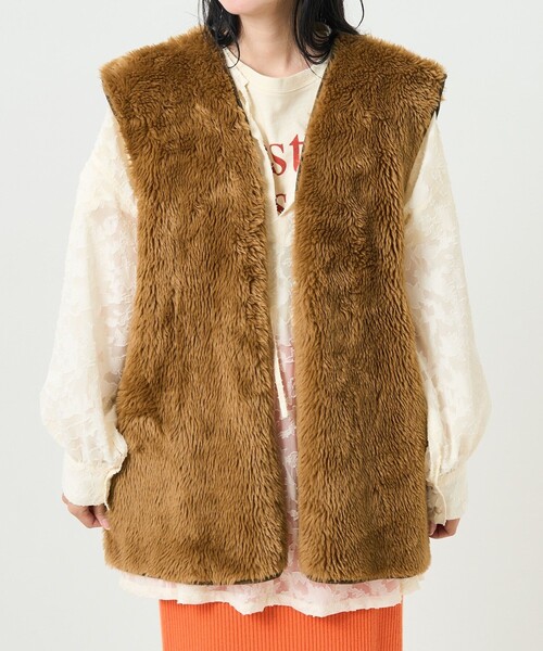 FREAK'S STORE(フリークスストア)の「ファーベスト(ベスト・レディース・ブラウン・フリ-)」の3枚目の写真