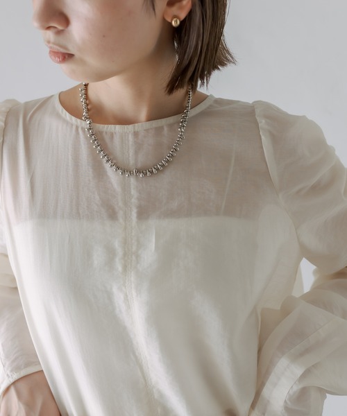 mystic（ミスティック）の「シアーパワショルブラウス（シャツ/ブラウス・レディース・ブラック/オフホワイト/ブルー・FREE）」の7枚目の写真