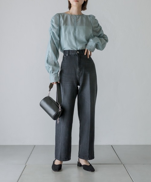 mystic（ミスティック）の「シアーパワショルブラウス（シャツ/ブラウス・レディース・ブラック/オフホワイト/ブルー・FREE）」の18枚目の写真