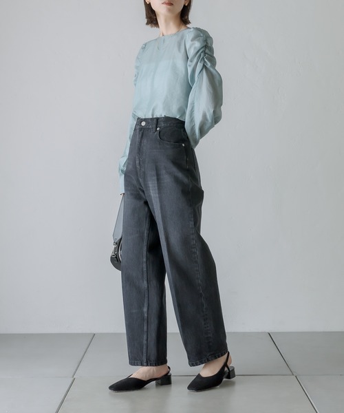 mystic（ミスティック）の「シアーパワショルブラウス（シャツ/ブラウス・レディース・ブラック/オフホワイト/ブルー・FREE）」の20枚目の写真