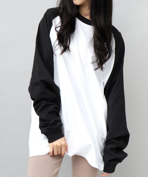 Goodwear(グッドウェア)の「Goodwear / グッドウェア / USAコットン 配色 ラグラン袖 スーパービッグ ロングスリーブ Tシャツ / ラグランスリーブ / ロンT / 長袖 / スーパービッグシルエット(Tシャツ/カットソー・メンズ・ブラック/ブラウン/カーキ・M/L)」の5枚目の写真