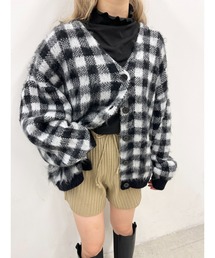WC | ギンガムチェックモヘアタッチカーディガン(カーディガン/ボレロ)