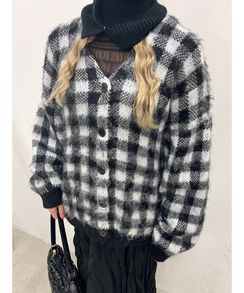WC(ダブル シー)の「ギンガムチェックモヘアタッチカーディガン(カーディガン/ボレロ・レディース・ブラック/ピンク/グリーン・FREE)」の21枚目の写真