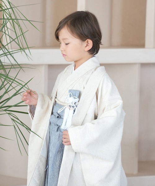 七五三５歳用袴セット utatane ジャガードペイズリー 七五三 5歳用袴セット utatane ジャガードペイズリー ベージュ×オフ