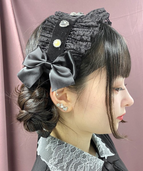ROJITA(ロジータ)の「ビジュパール付きサイドリボンヘッドドレス(その他ヘアアクセサリー・レディース・ホワイト/ブラック・FREE)」の5枚目の写真