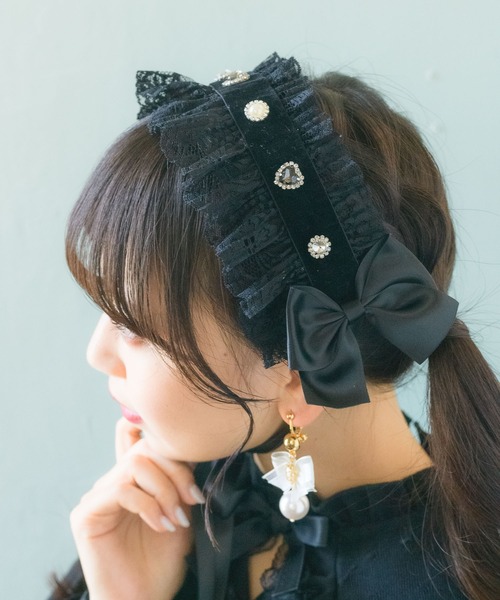 ROJITA(ロジータ)の「ビジュパール付きサイドリボンヘッドドレス(その他ヘアアクセサリー・レディース・ホワイト/ブラック・FREE)」の18枚目の写真