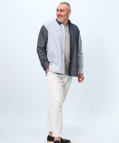 B&T CLUB(ビーティークラブ)の「長袖 シャツ メンズ 大きいサイズ オーバーサイズ オックス ボタンダウン カジュアル デイリーコーディネート 【きれいめ/羽織】(シャツ/ブラウス・メンズ・ダークグレー/ベージュ/ホワイト/モスグリーン/サックスブルー/レッド/ネイビー/ブルー/ピンク/B/A/C/E/D/F・X5(9L~10L)/X4(8L~9L)/X(2L)/X1(3L~4L)/X2(4L~5L)/X3(6L~7L))」の21枚目の写真