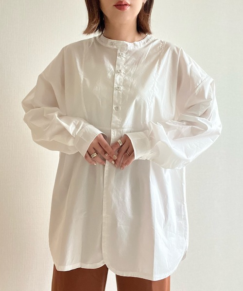 Fizz（フィズ）の「【maiko_wear × Fizz コラボ】　スタンドカラーデザインシャツ（シャツ/ブラウス・レディース・スミクロ/ホワイト/カーキ・M）」の16枚目の写真