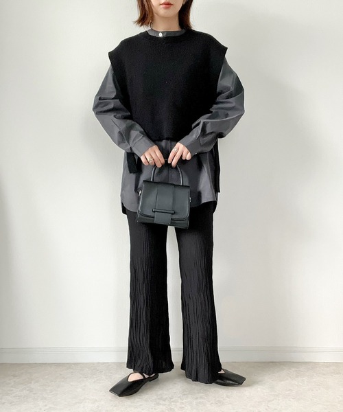 Fizz（フィズ）の「【maiko_wear × Fizz コラボ】　スタンドカラーデザインシャツ（シャツ/ブラウス・レディース・スミクロ/ホワイト/カーキ・M）」の15枚目の写真