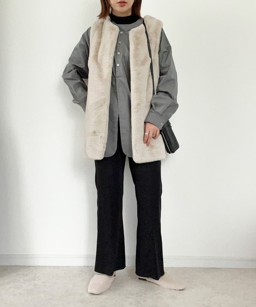 Fizz（フィズ）の「【maiko_wear × Fizz コラボ】　スタンドカラーデザインシャツ（シャツ/ブラウス・レディース・スミクロ/ホワイト/カーキ・M）」の18枚目の写真