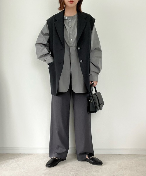 Fizz（フィズ）の「【maiko_wear × Fizz コラボ】　スタンドカラーデザインシャツ（シャツ/ブラウス・レディース・スミクロ/ホワイト/カーキ・M）」の11枚目の写真