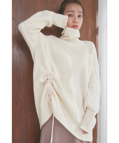 N WITH.（エヌウィズ）の「ドロストタートルニット（ニット/セーター・レディース・ブラウン/ホワイト/ブラック・FREE）」の4枚目の写真