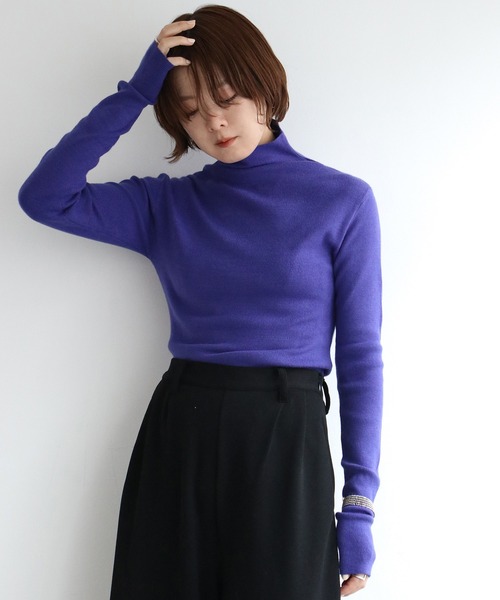 notch.（ノッチ）の「タートルネックロングスリーブニット（ニット/セーター・レディース・グリーン/ブラック/ブラウン/オフホワイト/パープル/オレンジ/ピンク・M）」の5枚目の写真