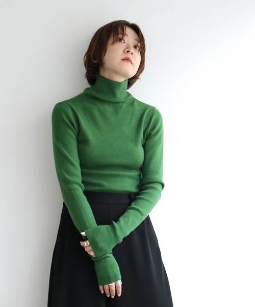 notch.（ノッチ）の「タートルネックロングスリーブニット（ニット/セーター・レディース・グリーン/ブラック/ブラウン/オフホワイト/パープル/オレンジ/ピンク・M）」の10枚目の写真