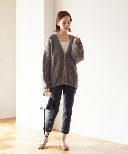TRICOTS JEAN MARC(トリコットジーンマルク)の「《追加2》別注【TRICOTS JEANMARC】ボタン付きカーディガン(カーディガン/ボレロ・レディース・チャコールグレー/グレー/ブルー/オレンジ・FREE)」の12枚目の写真