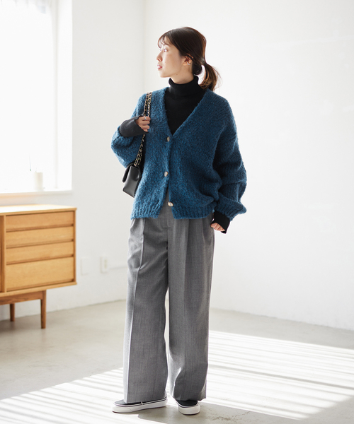 TRICOTS JEAN MARC(トリコットジーンマルク)の「《追加2》別注【TRICOTS JEANMARC】ボタン付きカーディガン(カーディガン/ボレロ・レディース・チャコールグレー/グレー/ブルー/オレンジ・FREE)」の19枚目の写真