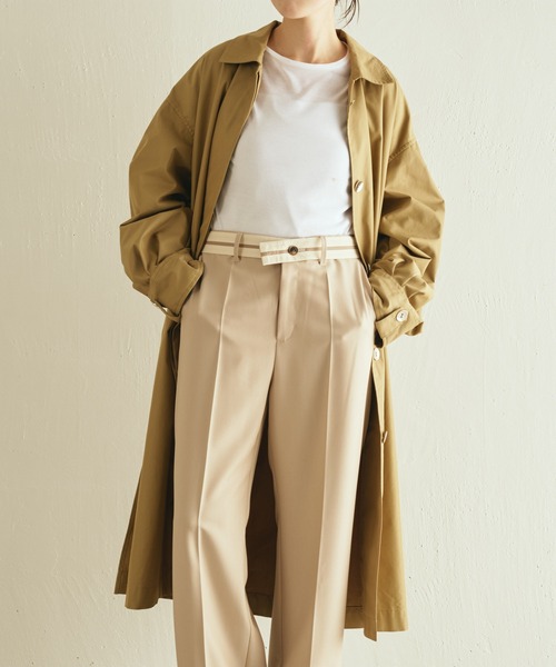 COLLAGE GALLARDAGALANTE（コラージュガリャルダガランテ）の「ステンカラーコート（ステンカラーコート・レディース・グリーン/アイボリー・FREE）」の20枚目の写真