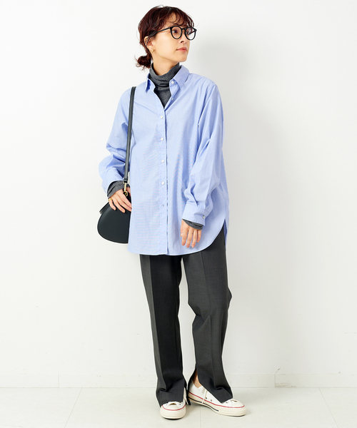 Spick & Span（スピックアンドスパン）の「スタンダードコットンシャツ（シャツ/ブラウス・レディース・ホワイト/サックスブルー/マルチ・FREE）」の4枚目の写真