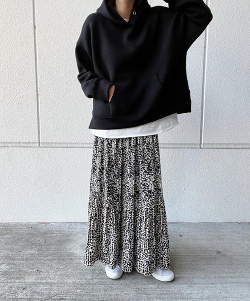 Doux archives（ドゥアルシーヴ）の「23SS［ＷＥＢ限定］ボンディングパーカー×ロングＴシャツ（パーカー・レディース・ブラック/グレー/サックスブルー/クリーム・FREE）」の7枚目の写真