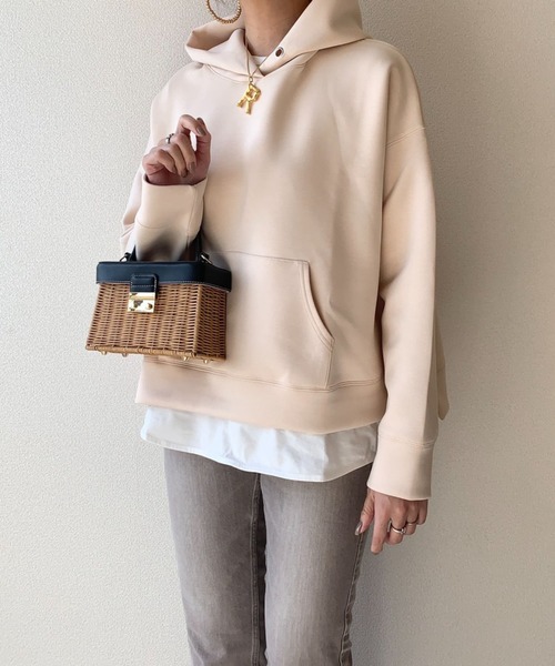 Doux archives（ドゥアルシーヴ）の「23SS［ＷＥＢ限定］ボンディングパーカー×ロングＴシャツ（パーカー・レディース・ブラック/グレー/サックスブルー/クリーム・FREE）」の13枚目の写真