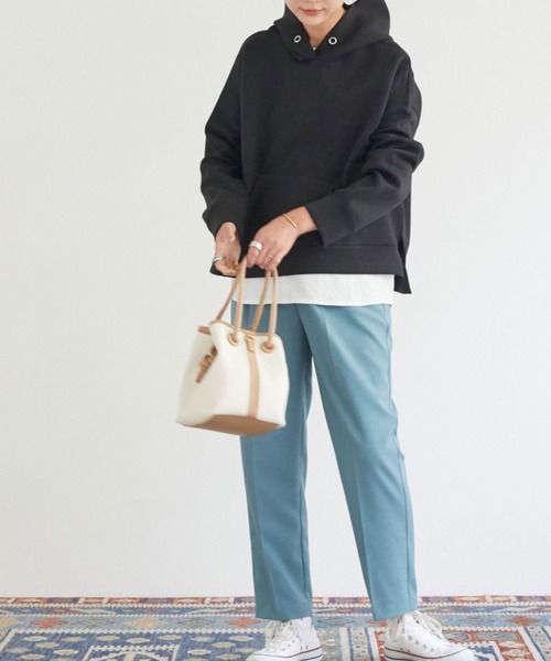 Doux archives（ドゥアルシーヴ）の「23SS［ＷＥＢ限定］ボンディングパーカー×ロングＴシャツ（パーカー・レディース・ブラック/グレー/サックスブルー/クリーム・FREE）」の18枚目の写真