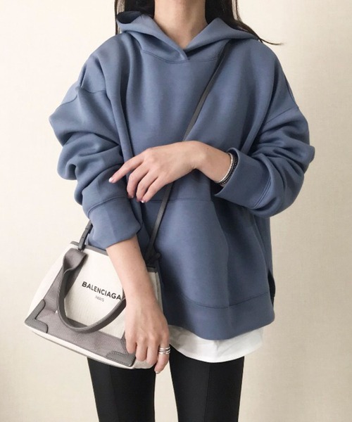 Doux archives（ドゥアルシーヴ）の「23SS［ＷＥＢ限定］ボンディングパーカー×ロングＴシャツ（パーカー・レディース・ブラック/グレー/サックスブルー/クリーム・FREE）」の15枚目の写真