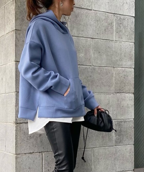 Doux archives（ドゥアルシーヴ）の「23SS［ＷＥＢ限定］ボンディングパーカー×ロングＴシャツ（パーカー・レディース・ブラック/グレー/サックスブルー/クリーム・FREE）」の14枚目の写真