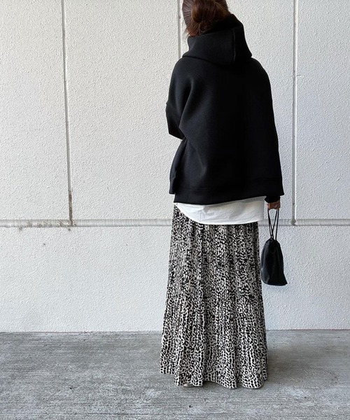 Doux archives（ドゥアルシーヴ）の「23SS［ＷＥＢ限定］ボンディングパーカー×ロングＴシャツ（パーカー・レディース・ブラック/グレー/サックスブルー/クリーム・FREE）」の9枚目の写真