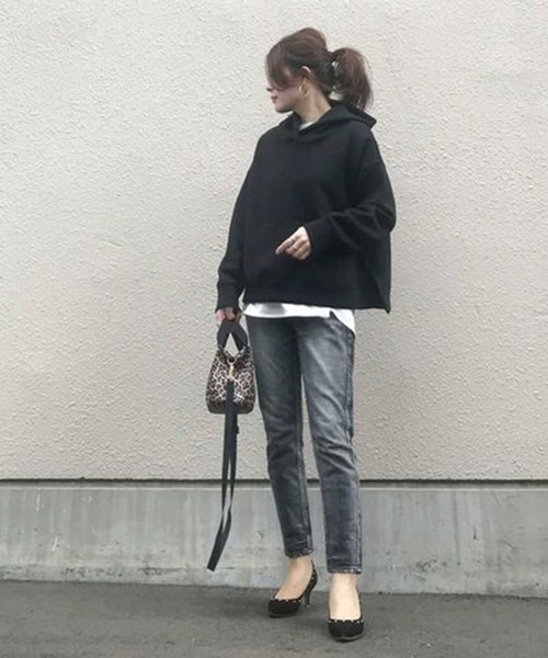 Doux archives（ドゥアルシーヴ）の「23SS［ＷＥＢ限定］ボンディングパーカー×ロングＴシャツ（パーカー・レディース・ブラック/グレー/サックスブルー/クリーム・FREE）」の20枚目の写真