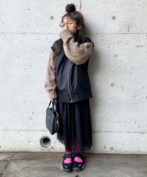 CIAOPANIC TYPY（チャオパニックティピー）の「【KIDS】Wチュールスカート（スカート・キッズ・ブラック/アイボリー・S/M/L/XL/XXL）」の13枚目の写真