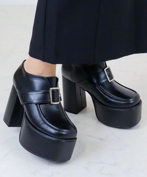 LOVEHUNTER(ラブハンター)の「+10.5cm スクエアトゥ厚底ローファー(ローファー・レディース・ブラック/アイボリー/ブラック系4/ブラック系5/ブラック系1/ブラック系2/アイボリー系1/アイボリー系2/ブラック系3/シルバー系2/シルバー系3/シルバー系1・LL/S/L/M/SS/3L)」の18枚目の写真