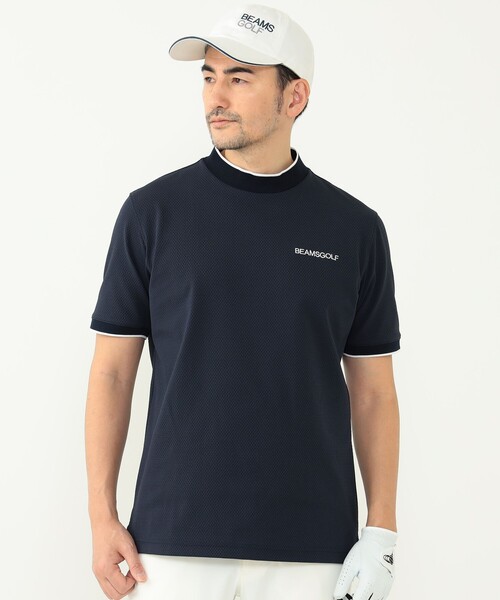 BEAMS GOLF PURPLE LABEL / 鹿の子 バイカラー モックネックシャツ