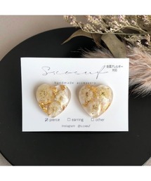 【S.coeuf】【S.coeuf】金属アレルギー対応イヤリング ドキドキハート×かすみ草(MA)