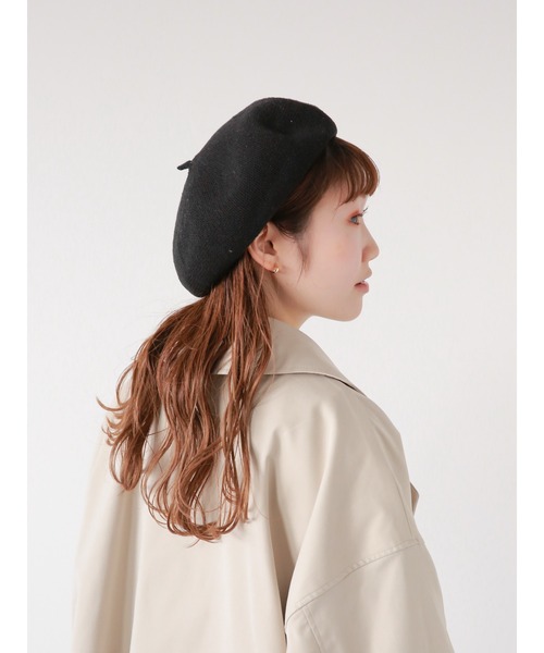 ehka sopo（エヘカソポ）の「ベレー帽（ハット・レディース・ブラック/ベージュ/キナリ・ﾌﾘ-）」の3枚目の写真
