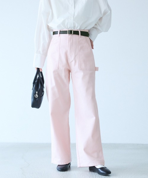 Chaco closet(チャコ クローゼット)の「ハイウエストカラーペインターパンツ(デニムパンツ・レディース・アイボリー/ライトピンク/インディゴブルー/ブラック/カーキ・S/M/L)」の16枚目の写真