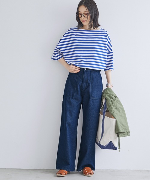 Chaco closet(チャコ クローゼット)の「ハイウエストカラーペインターパンツ(デニムパンツ・レディース・アイボリー/ライトピンク/インディゴブルー/ブラック/カーキ・S/M/L)」の12枚目の写真