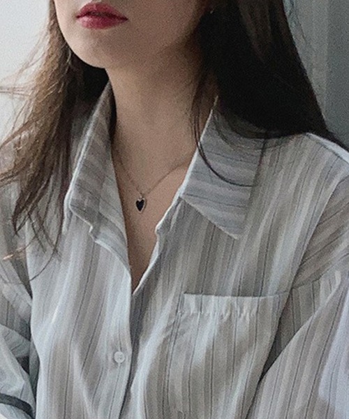 セール】レディース 長袖オーバーサイズマルチストライプシャツ