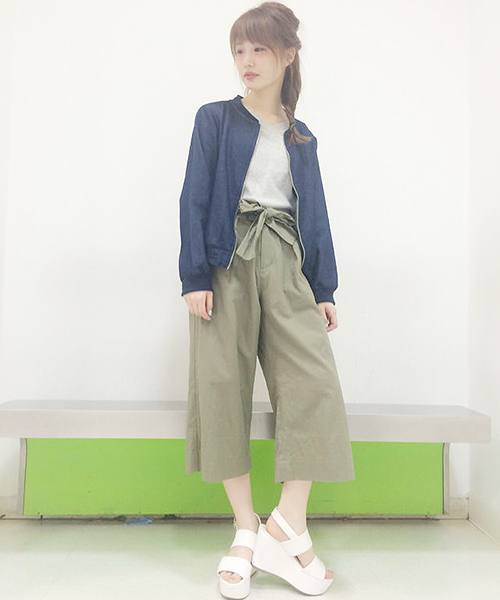 one after another NICE CLAUP（ワンアフターアナザーナイスクラップ）の「【non-no8月号掲載 ナイスクラップ】ガウチョパンツ（その他パンツ・レディース・オフホワイト/カーキ/インディゴブルー/ストライプ・FREE）」の14枚目の写真