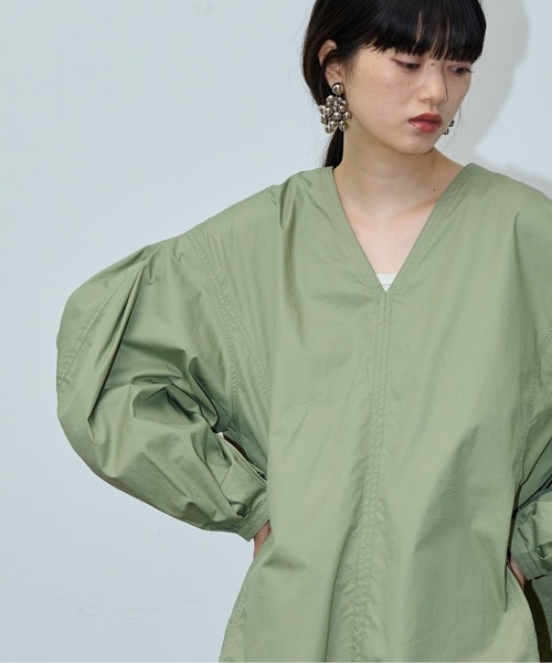 y*c様 SOOR PLOOM オリーブグリーン チュニック 12y 2WAYボリュームカーブスリーブパネルフレアチュニック（シャツ