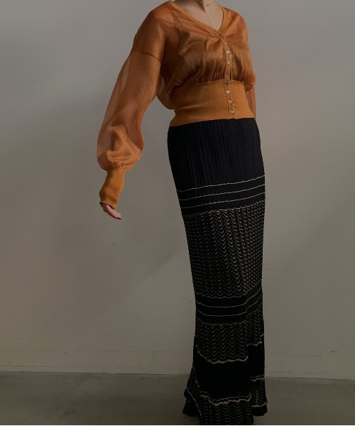 Ameri(アメリ)の「2WAY SHEER COMPACT KNIT CARDIGAN(カーディガン/ボレロ・レディース・ブラック/オレンジ/グリーン系その他・FREE)」の12枚目の写真