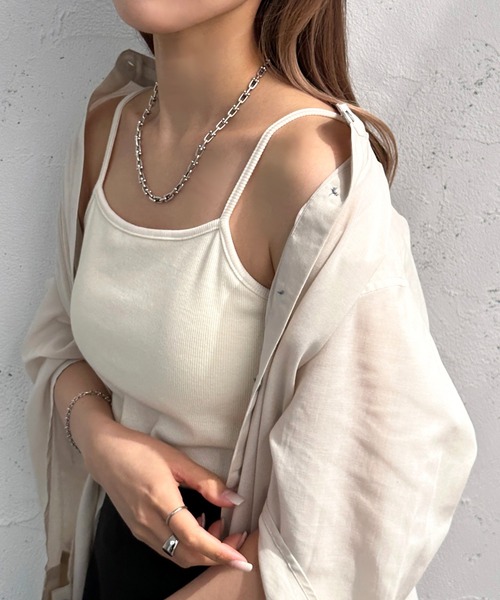 apres jour mignon（アプレジュールミニョン）の「カップ付きキャミソール【ZOZOTOWN限定アイテム】（キャミソール・レディース・ブラック/アイボリー・X-LARGE/フリー）」の3枚目の写真