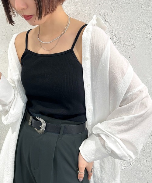 apres jour mignon（アプレジュールミニョン）の「カップ付きキャミソール【ZOZOTOWN限定アイテム】（キャミソール・レディース・ブラック/アイボリー・X-LARGE/フリー）」の9枚目の写真