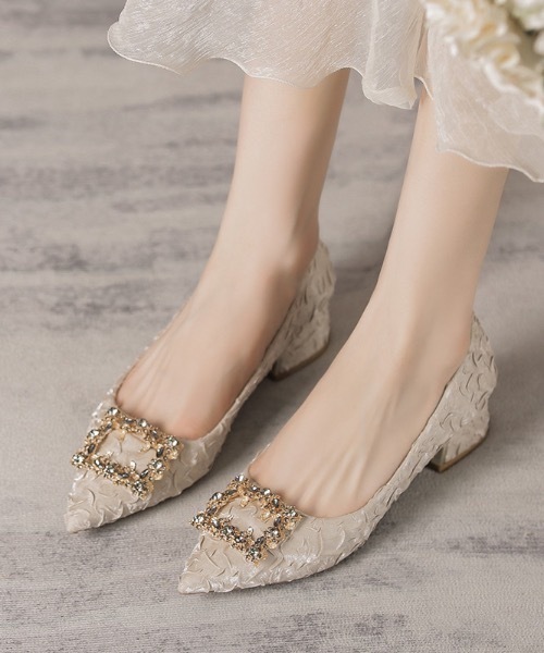 Burner（バーナー）の「【OKUOKU　0909】フラワービジュー ポインテッドトゥパンプス oku-shoes-682999725140-59 U（パンプス・レディース・ベージュ/ブラック/グレー・36/37/38/35/40/39）」の3枚目の写真