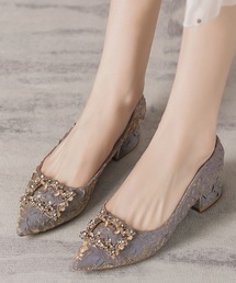 Burner | 【OKUOKU　0909】フラワービジュー ポインテッドトゥパンプス oku-shoes-682999725140-59 U(パンプス)